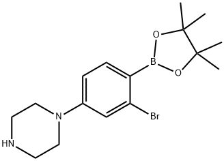 2-Bromo-4-(piperazin-1-yl)phenylboronic acid pinacol ester Struktur