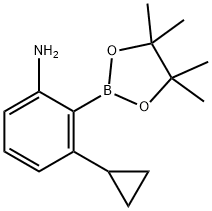 3-cyclopropyl-2-(4,4,5,5-tetramethyl-1,3,2-dioxaborolan-2-yl)aniline Struktur