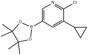 2-chloro-3-cyclopropyl-5-(4,4,5,5-tetramethyl-1,3,2-dioxaborolan-2-yl)pyridine Struktur