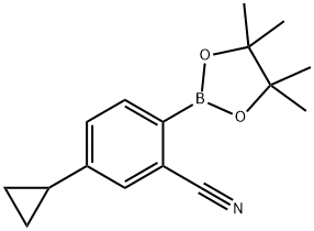 5-cyclopropyl-2-(4,4,5,5-tetramethyl-1,3,2-dioxaborolan-2-yl)benzonitrile Struktur