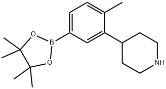 4-(2-methyl-5-(4,4,5,5-tetramethyl-1,3,2-dioxaborolan-2-yl)phenyl)piperidine Struktur