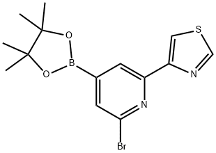 2-Bromo-6-(thiazol-4-yl)pyridine-4-boronic acid pinacol ester Struktur