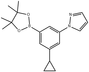 3-Cyclopropyl-5-(1H-pyrazol-1-yl)phenylboronic acid pinacol ester Struktur