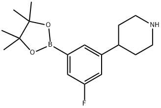 4-(3-fluoro-5-(4,4,5,5-tetramethyl-1,3,2-dioxaborolan-2-yl)phenyl)piperidine Struktur