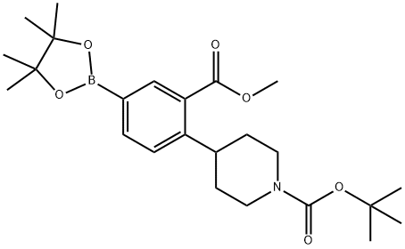 tert-butyl 4-(2-(methoxycarbonyl)-4-(4,4,5,5-tetramethyl-1,3,2-dioxaborolan-2-yl)phenyl)piperidine-1-carboxylate Struktur