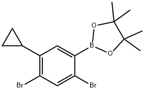 2,4-Dibromo-5-cyclopropylphenylboronic acid pinacol ester Struktur