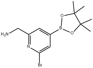 2-Bromo-6-(aminomethyl)pyridine-4-boronic acid pinacol ester Struktur