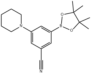 3-(piperidin-1-yl)-5-(4,4,5,5-tetramethyl-1,3,2-dioxaborolan-2-yl)benzonitrile Struktur