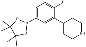 4-(2-fluoro-5-(4,4,5,5-tetramethyl-1,3,2-dioxaborolan-2-yl)phenyl)piperidine Struktur