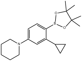 1-(3-cyclopropyl-4-(4,4,5,5-tetramethyl-1,3,2-dioxaborolan-2-yl)phenyl)piperidine Struktur