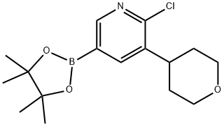 2-chloro-3-(tetrahydro-2H-pyran-4-yl)-5-(4,4,5,5-tetramethyl-1,3,2-dioxaborolan-2-yl)pyridine Struktur