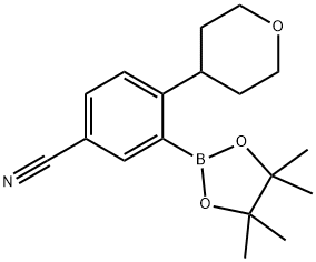 2-(4-Tetrahydropyranyl)-5-cyanophenylboronic acid pinacol ester Struktur