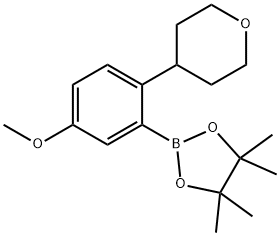 2-(5-methoxy-2-(tetrahydro-2H-pyran-4-yl)phenyl)-4,4,5,5-tetramethyl-1,3,2-dioxaborolane Struktur