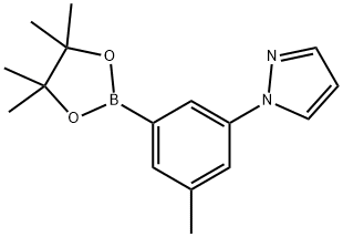 1-(3-methyl-5-(4,4,5,5-tetramethyl-1,3,2-dioxaborolan-2-yl)phenyl)-1H-pyrazole Struktur