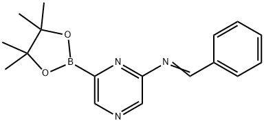 (E)-1-phenyl-N-(6-(4,4,5,5-tetramethyl-1,3,2-dioxaborolan-2-yl)pyrazin-2-yl)methanimine Struktur