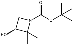 tert-butyl (3R)-3-hydroxy-2,2-dimethyl-azetidine-1-carboxylate Struktur