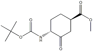 methyl (1R,4R)-4-{[(tert-butoxy)carbonyl]amino}-3-oxocyclohexane-1-carboxylate Struktur