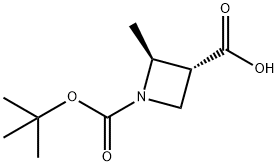 trans-1-tert-butoxycarbonyl-2-methyl-azetidine-3-carboxylic acid Struktur