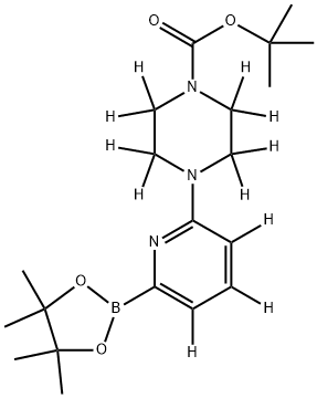 tert-butyl 4-(6-(4,4,5,5-tetramethyl-1,3,2-dioxaborolan-2-yl)pyridin-2-yl-3,4,5-d3)piperazine-1-carboxylate-2,2,3,3,5,5,6,6-d8 Structure