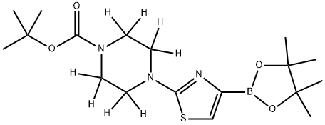 tert-butyl 4-(4-(4,4,5,5-tetramethyl-1,3,2-dioxaborolan-2-yl)thiazol-2-yl)piperazine-1-carboxylate-2,2,3,3,5,5,6,6-d8 Struktur