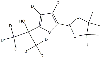 2-(5-(4,4,5,5-tetramethyl-1,3,2-dioxaborolan-2-yl)thiophen-2-yl-3,4-d2)propan-1,1,1,3,3,3-d6-2-ol Struktur