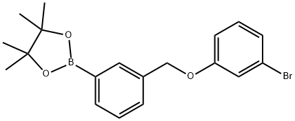 2-(3-((3-bromophenoxy)methyl)phenyl)-4,4,5,5-tetramethyl-1,3,2-dioxaborolane Struktur