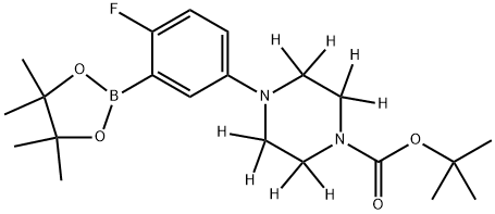 tert-butyl 4-(4-fluoro-3-(4,4,5,5-tetramethyl-1,3,2-dioxaborolan-2-yl)phenyl)piperazine-1-carboxylate-2,2,3,3,5,5,6,6-d8 Struktur