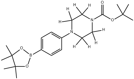 tert-butyl 4-(4-(4,4,5,5-tetramethyl-1,3,2-dioxaborolan-2-yl)phenyl)piperazine-1-carboxylate-2,2,3,3,5,5,6,6-d8 Struktur