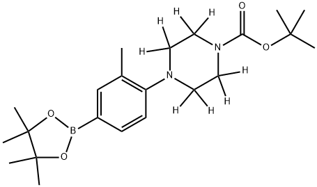 tert-butyl 4-(2-methyl-4-(4,4,5,5-tetramethyl-1,3,2-dioxaborolan-2-yl)phenyl)piperazine-1-carboxylate-2,2,3,3,5,5,6,6-d8 Struktur