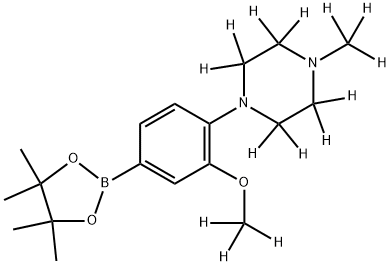 1-(2-(methoxy-d3)-4-(4,4,5,5-tetramethyl-1,3,2-dioxaborolan-2-yl)phenyl)-4-(methyl-d3)piperazine-2,2,3,3,5,5,6,6-d8 Struktur