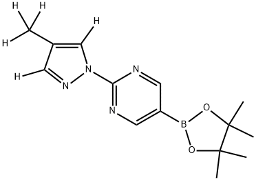 2-(4-(methyl-d3)-1H-pyrazol-1-yl-3,5-d2)-5-(4,4,5,5-tetramethyl-1,3,2-dioxaborolan-2-yl)pyrimidine Struktur