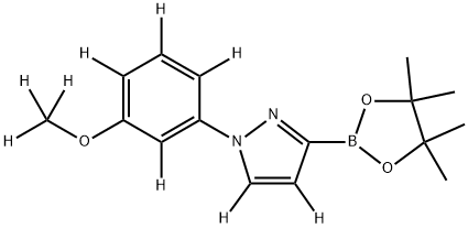 1-(3-(methoxy-d3)phenyl-2,4,5,6-d4)-3-(4,4,5,5-tetramethyl-1,3,2-dioxaborolan-2-yl)-1H-pyrazole-4,5-d2 Struktur