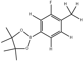 2-(3-fluoro-4-(methyl-d3)phenyl-2,5,6-d3)-4,4,5,5-tetramethyl-1,3,2-dioxaborolane Struktur