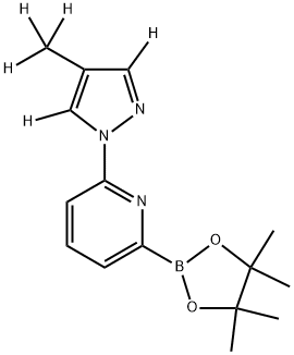 2-(4-(methyl-d3)-1H-pyrazol-1-yl-3,5-d2)-6-(4,4,5,5-tetramethyl-1,3,2-dioxaborolan-2-yl)pyridine Struktur