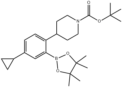 tert-butyl 4-(4-cyclopropyl-2-(4,4,5,5-tetramethyl-1,3,2-dioxaborolan-2-yl)phenyl)piperidine-1-carboxylate Struktur