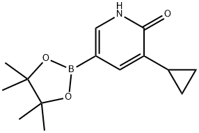 3-cyclopropyl-5-(4,4,5,5-tetramethyl-1,3,2-dioxaborolan-2-yl)pyridin-2(1H)-one Struktur