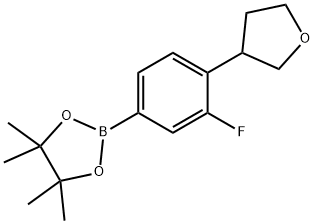 2-(3-fluoro-4-(tetrahydrofuran-3-yl)phenyl)-4,4,5,5-tetramethyl-1,3,2-dioxaborolane Struktur