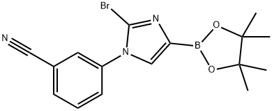 3-(2-bromo-4-(4,4,5,5-tetramethyl-1,3,2-dioxaborolan-2-yl)-1H-imidazol-1-yl)benzonitrile Struktur