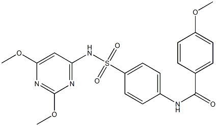 N-(4-{[(2,6-dimethoxy-4-pyrimidinyl)amino]sulfonyl}phenyl)-4-methoxybenzamide Struktur