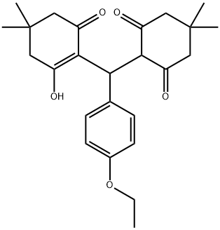 2-[(4-ethoxyphenyl)(2-hydroxy-4,4-dimethyl-6-oxo-1-cyclohexen-1-yl)methyl]-5,5-dimethyl-1,3-cyclohexanedione Struktur