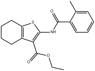 ethyl 2-[(2-methylbenzoyl)amino]-4,5,6,7-tetrahydro-1-benzothiophene-3-carboxylate Struktur