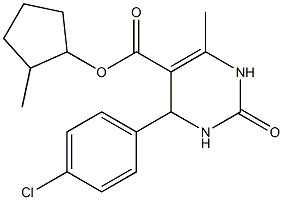 2-methylcyclopentyl 4-(4-chlorophenyl)-6-methyl-2-oxo-1,2,3,4-tetrahydro-5-pyrimidinecarboxylate Struktur