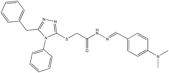 2-[(5-benzyl-4-phenyl-4H-1,2,4-triazol-3-yl)sulfanyl]-N'-[4-(dimethylamino)benzylidene]acetohydrazide Struktur