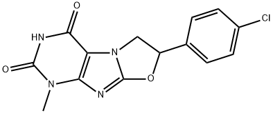 7-(4-chlorophenyl)-1-methyl-6,7-dihydro[1,3]oxazolo[2,3-f]purine-2,4(1H,3H)-dione Struktur