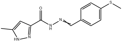 3-methyl-N'-[4-(methylsulfanyl)benzylidene]-1H-pyrazole-5-carbohydrazide Struktur