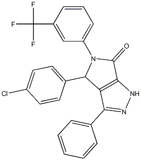 4-(4-chlorophenyl)-3-phenyl-5-[3-(trifluoromethyl)phenyl]-4,5-dihydropyrrolo[3,4-c]pyrazol-6(1H)-one Struktur