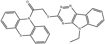 5-ethyl-5H-[1,2,4]triazino[5,6-b]indol-3-yl 2-oxo-2-(10H-phenothiazin-10-yl)ethyl sulfide Struktur