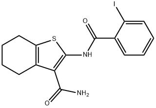 2-[(2-iodobenzoyl)amino]-4,5,6,7-tetrahydro-1-benzothiophene-3-carboxamide Struktur