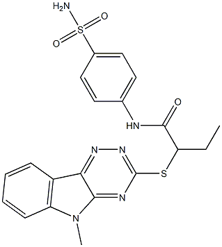 N-[4-(aminosulfonyl)phenyl]-2-[(5-methyl-5H-[1,2,4]triazino[5,6-b]indol-3-yl)sulfanyl]butanamide Struktur