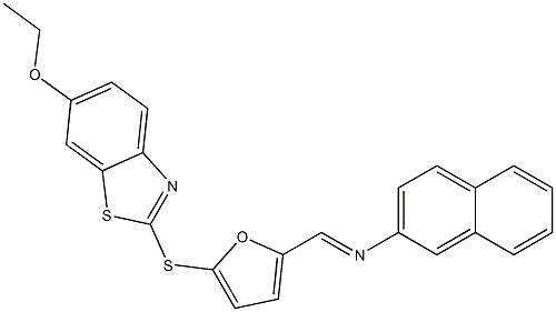 N-({5-[(6-ethoxy-1,3-benzothiazol-2-yl)sulfanyl]-2-furyl}methylene)-N-(2-naphthyl)amine Struktur